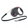 FLEXI Рулетка "BLACK DESIGN" S трос, 5м, до 12кг, черный/розовый
